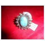 GERMAN SILVER RING - TURQUOISE SZ 7