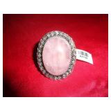GERMAN SILVER RING - ROSE QUARTZ SZ 6