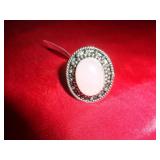 GERMAN SILVER RING - ROSE QUARTZ SZ 7