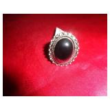 GERMAN SILVER RING - BLACK ONYX SZ 7