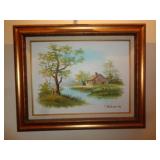 CABIN OIL ON CANVAS BY MELTON 16X20 / HWY US