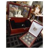 2 - ELEGANT WOOD COIN DISPLAY CASES