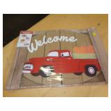 14' X 18' WOOD WALL DECOR - RED TRUCK