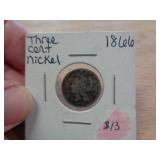 1866 THREE CENT NICKEL