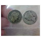 SILVER - 1 MERCURY & 1 BARBER DIME