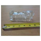 GLASS TRAIN ENGINE / CANDY HOLDER?  CHIP ON WHEEL