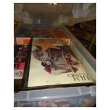 VHS TAPES IN SMALL TOTES W LIDS / MOSTLY WESTERNS