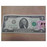 1976 $2 NOTE W STAMP CANCEL