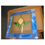 STAINED GLASS PIECE / SOME CHIPS ON EDGE