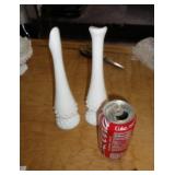 2 - MILK GLASS BUD VASES