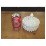 HOBNAIL MILK GLASS  W LID
