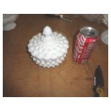 HOBNAIL MILK GLASS  BOWL W LID