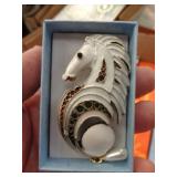 ENAMELED HORSEHEAD BROOCH