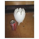 HOBNAIL FOOTED MILK GLASS VASE
