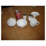MILK GLASS LOT S&P, CREAMER & ETC