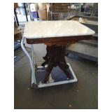 VICTORIAN MARBLE TOP TABLE 30" T TOP 21" X 28"