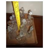 CLEAR GLASS CRUETS / SOME CRYSTAL 11 PIECES / BW