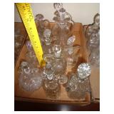 CLEAR GLASS CRUETS / SOME CRYSTAL 11 PIECES / BW