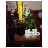 15 MIXED GLASS CRUETS / BW