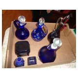 6 PIECES OF COBALT & 1 RAINBOW GLASS / LR