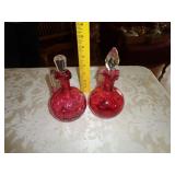2 FENTON COIN DOT CRANBERRY CRUETS / LR