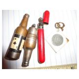 3 LIGHTERS & A GERMAN SWASTIKA COIN