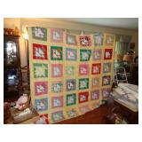HAND SEWN FULL SIZED FLOWER BASKET QUILT