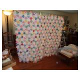 HAND SEWN FULL SIZED / STAR WEDDING RING QUILT