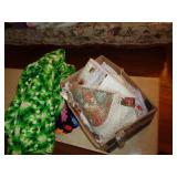 BOX LOT - AFGHAN - SWEATER - LINENS & ETC