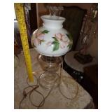 CONVERTED OIL LAMP / GLASS SHADE