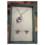 PURPLE STONE NECKLACE & EARRING SET