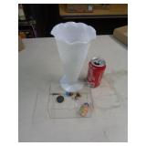 MILK GLASS VASE & MISC