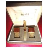 VINTAGE SWANK CUFF LINKS & TIE CLIP SET