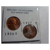 2 - BU WHEAT CENTS 1956-D & 57-P