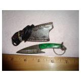 DAMASCUS STYLE KEYCHAIN / NECKLACE KNIFE