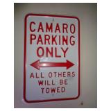 NEWER CAMARO PARKING SIGN 14' X 8' / BR NEWER CAMARO PARKING SIGN 14' X 8' / BR