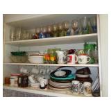 3 SHELVES OF GLASSWARE / K