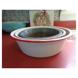4 GRANITE WARE PANS / K