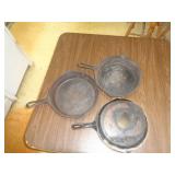 3 CAST IRON SKILLETS / K