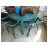 PLASTIC PATIO TABLE & 4 CHAIRS / SR