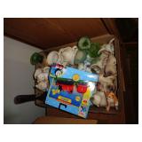 BOX OF CAT FIGURES & ETC