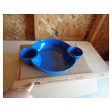 LONGABERGER THREE BOWL CHIP & DIP CORNFLOWER LONGABERGER THREE BOWL CHIP & DIP CORNFLOWER