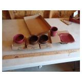 LONGABERGER 3 RAMKIN BOWLS / CROCK / APP PLATE LONGABERGER 3 RAMKIN BOWLS / CROCK / APP PLATE