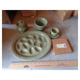LONGABERGER MIXED LOT SAGE 5 ITEMS LONGABERGER MIXED LOT SAGE 5 ITEMS