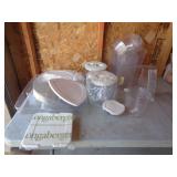 LONGABERGER TOTE FULL OF LINERS / LIDS & ETC LONGABERGER TOTE FULL OF LINERS / LIDS & ETC
