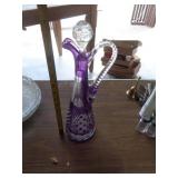PURPLE CUT GLASS PITCHER / VERY NICE! PURPLE CUT GLASS PITCHER / VERY NICE!