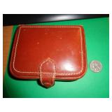 LEATHER TRINKET BOX WITH VINTAGE JEWELRY LEATHER TRINKET BOX WITH VINTAGE JEWELRY