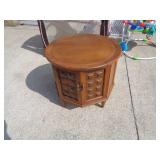 ROUND END TABLE WITH DOORS 23" T X 26" W