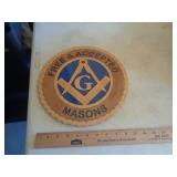 THIN WOOD MASONIC CARVED SIGN / RSS