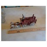 OLDER CAST IRON FIREMAN'S  HORSE & WAGON